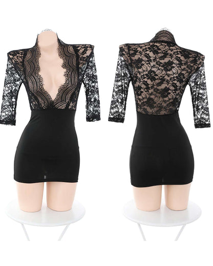 深v蕾絲性感包臀秘書裙 (黑) BestCouple HongKong