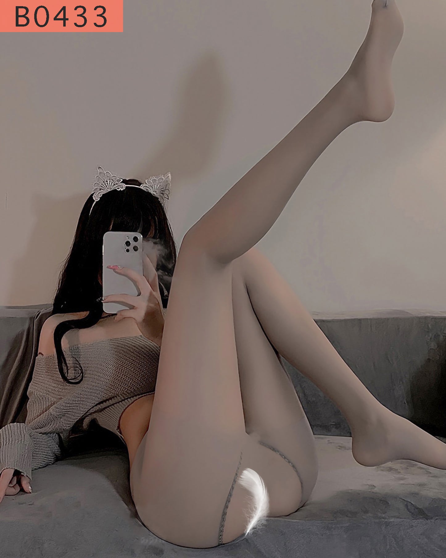 性感開檔絲襪 B0433 (灰） BestCouple HongKong