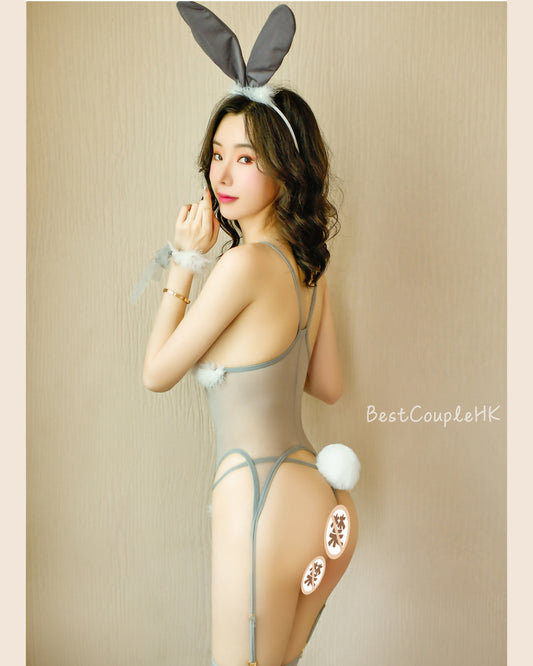 性感兔女郎馬甲套裝 （灰） - 情趣內衣 BestCouple HongKong