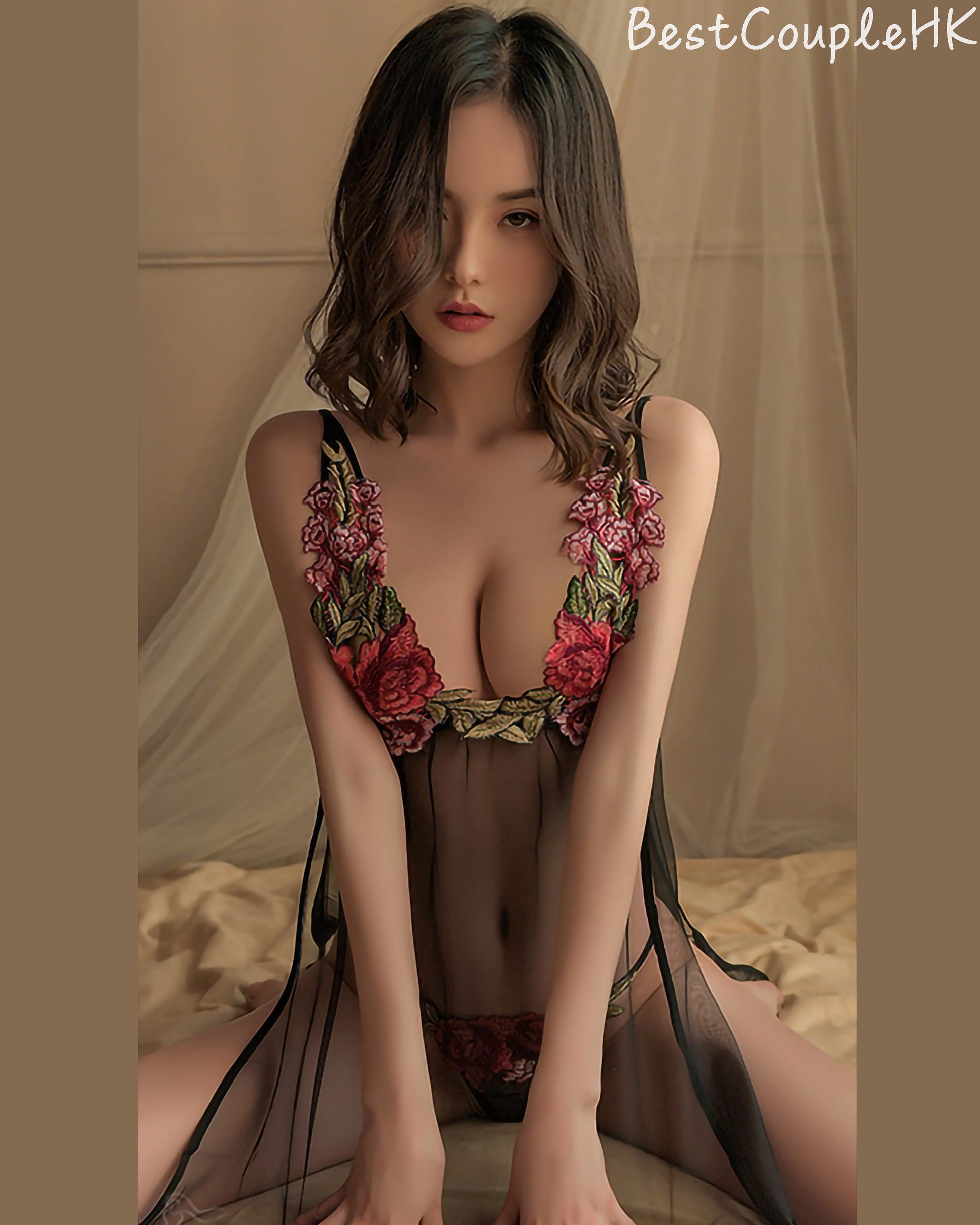 風情玫瑰吊帶睡裙 - 情趣內衣 BestCouple HongKong