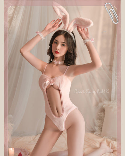 粉嫩兔毛絨連體套裝 - 情趣內衣 BestCouple HongKong