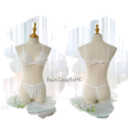 性感蕾絲三點式裝（白） - 情趣內衣 BestCouple HongKong