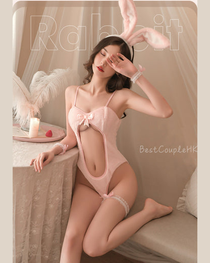 粉嫩兔毛絨連體套裝 - 情趣內衣 BestCouple HongKong